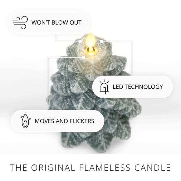 Luminara Flameless Glitter Christmas Tree LED Candle With Timer Iceberg Green - Picture 6 of 16